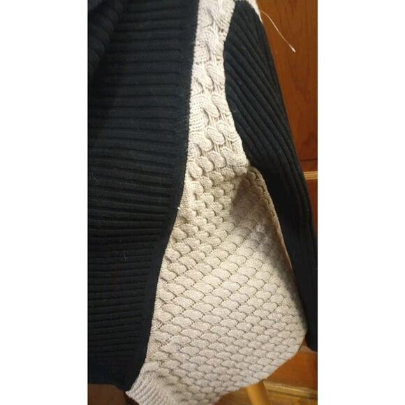 LABEL + Thread Women's Merino Wool Cardigan Open Front Black Tan Heavy Grunge - Picture 4 of 9